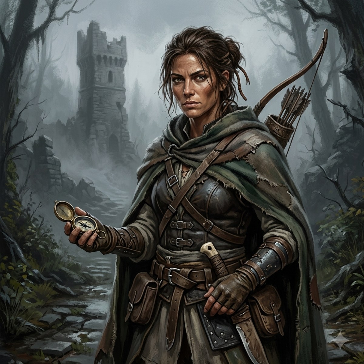 Portrait of Mara Venn, road scout and monster-tracker
